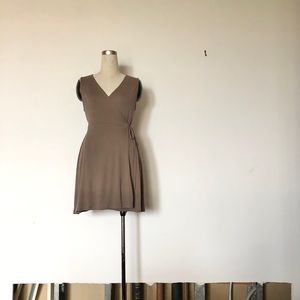 WORKHALL - Coffee Wraparound Skater Dress